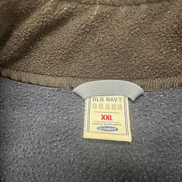 Vintage Old Navy Blue Men 2XL Spellout 1/4 Zip Mock Neck Fleece Pullover Sweater - Picture 4 of 8